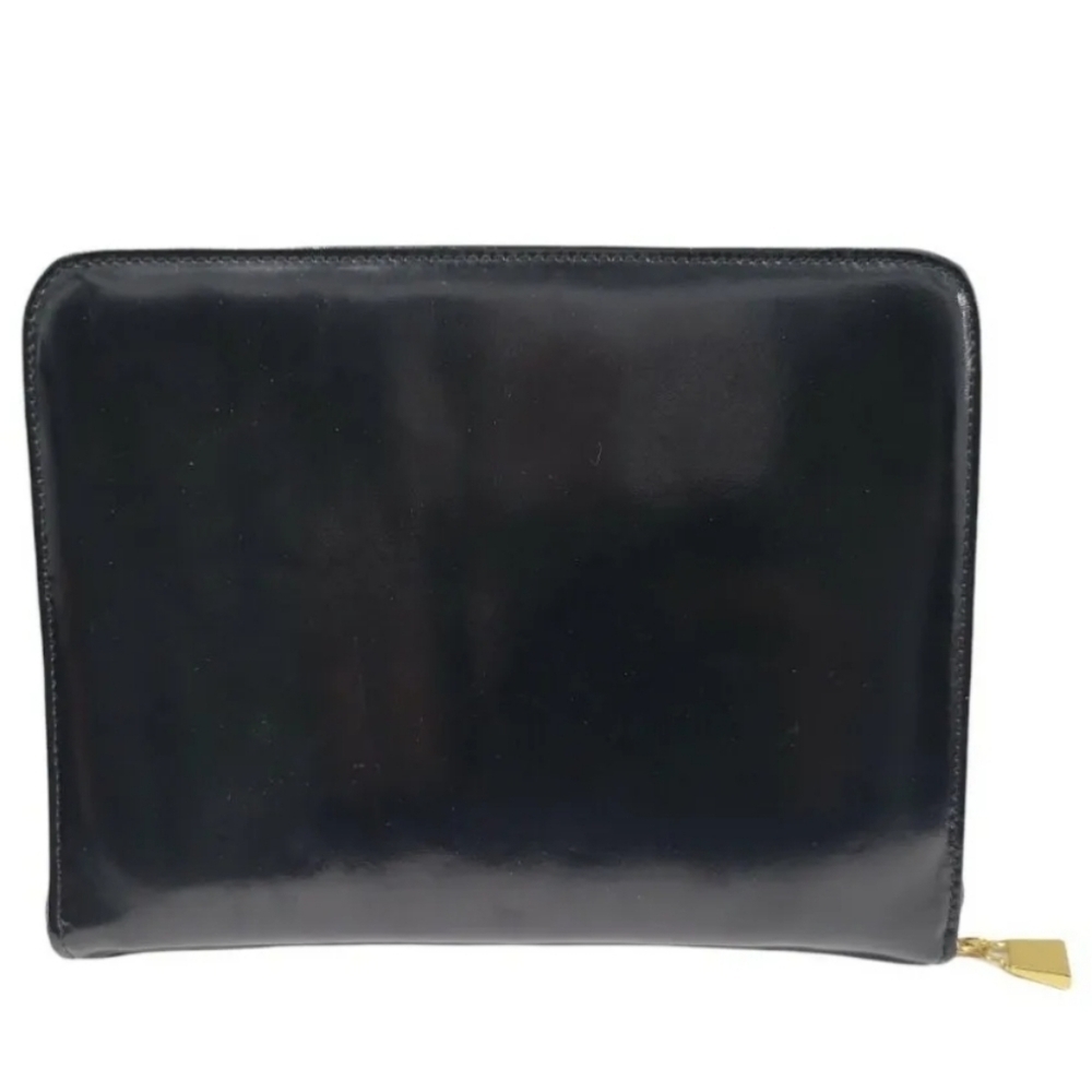 KARL LAGERFELD black patent leather zip around agenda day planner case‎ VTG RARE - Picture 2 of 8